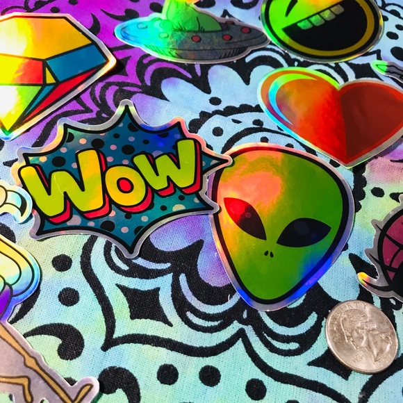 Cat in a Hat Metallic Prismatic Reflective Single Decor Sticker - Picture 5 of 10